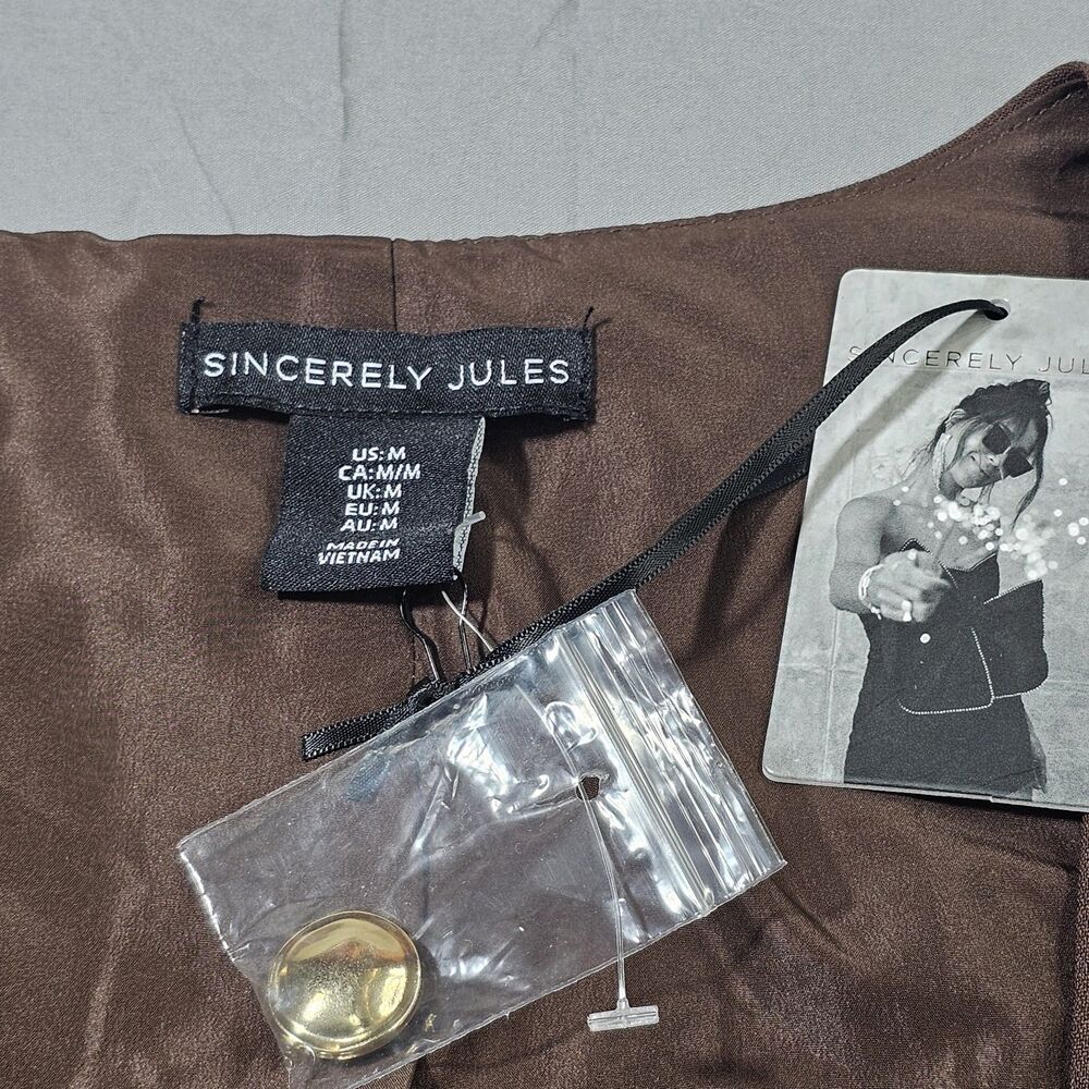NWT Sincerely Jules tailored button-front vest in a rich brown color - Picture 2 of 7